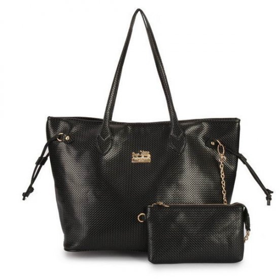 Coach City Knitted Medium Black Totes DZM | Coach Outlet Canada